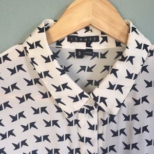 Theory Aquilina Silk Arrow Print Shirt